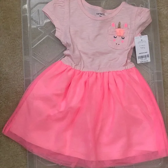 carters pink tulle dress Carter's Toddler Girls Unicorn Pocket Tulle Dress